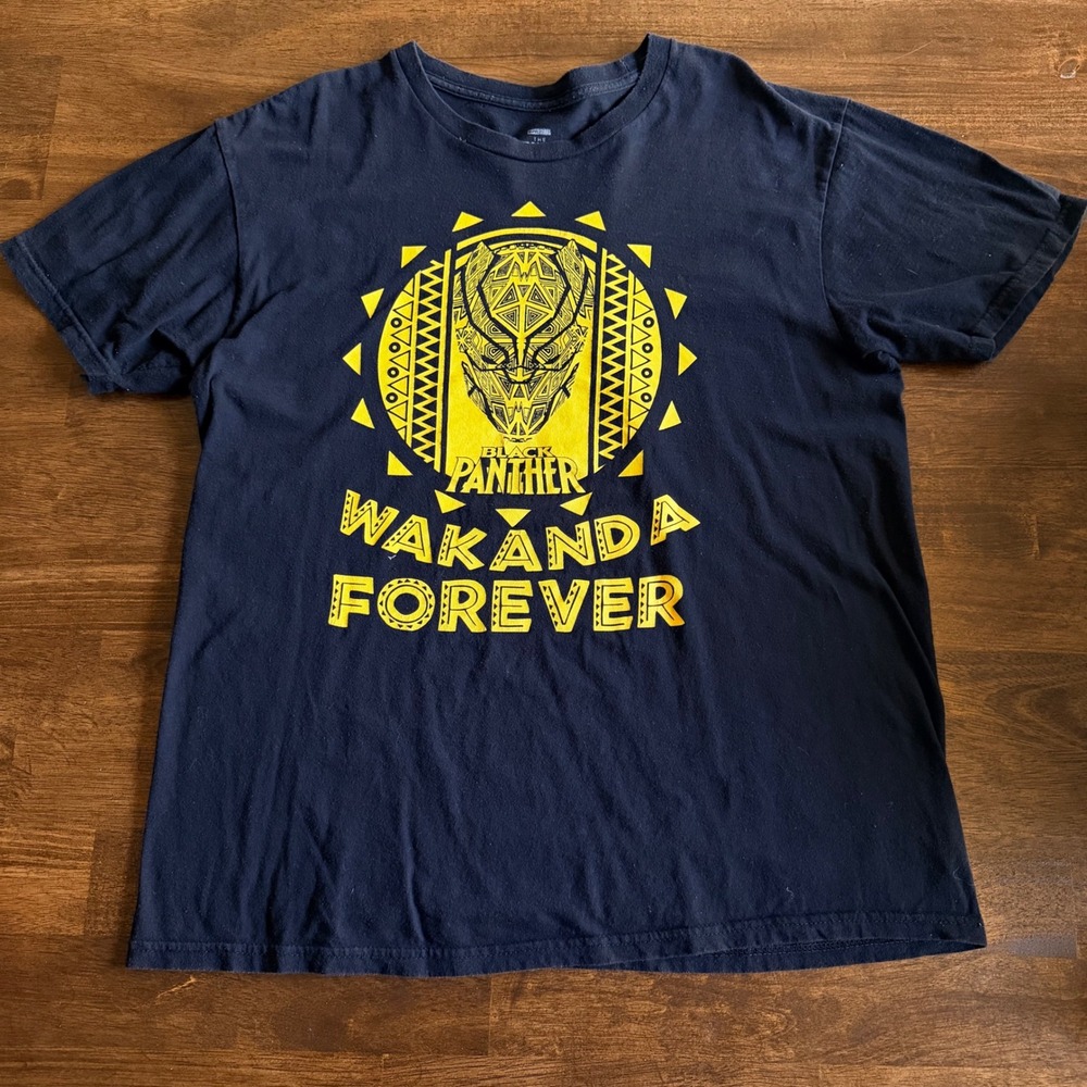 Marvel Black Panther Wakanda Forever Shirt Mens Large Black Infinity Saga Tee